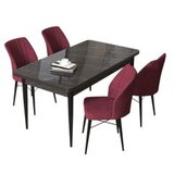 Hanah home set trpezarijski sto i 4 stolice arp black marble burgundy | ePonuda.com
