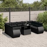 vidaXL 10-dijelni set vrtnih sofa s jastucima crni od poliratana | shoptok.hr