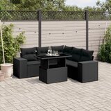 vidaXL Vrtna sedežna garnitura 6-delna z blazinami črna poli ratan | Shoptok.si
