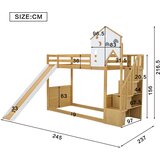Möbrio Pogradna postelja 90x200 cm - z lestvijo za shranjevanje in predalom - iz borovega lesa in Mdf - naravna, (22060443) | Shoptok.si
