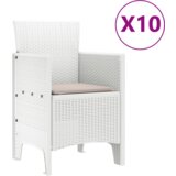  11-delna vrtna jedilna garnitura z blazinami bela poli ratan, (22089870) | Shoptok.si