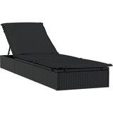 LEŽAJ za sunčanje 1 kom s jastukom crni 201x55x62 cm poliratan | shoptok.hr