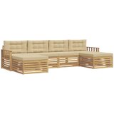 vidaXL Sedežne garniture 6 pcs Bela in bež Masiven les akacije, (5000283408) | Shoptok.si