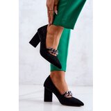 S. BARSKI Suede Pumps With A Chain Black Alamoss | Shoptok.si