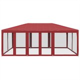 Šator za zabave s 10 mrežastih bočnih zidova crveni 6x4 m HDPE | shoptok.hr