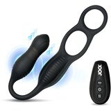 Jock Hyper Thrusting & Vibrating Anal Plug with C-Ring Black Cene