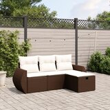 Maison Chic Seti vrtnega pohištva - Vrtna garnitura - Vrtni pohištvo set 4-delna z blazinami rjav poli ratan, (21820011) | Shoptok.si