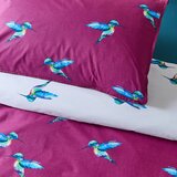 Their Nibs Bela/vijolična bombažna posteljnina za zakonsko posteljo 200x200 cm Hummingbird – | Shoptok.si