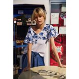 Marisse White Cotton Floral Blouse Cene