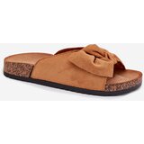 Boto Women's Cork Sole Slippers With Bow Camel Seressa | Shoptok.si