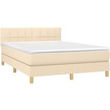  Box spring postelja z vzmetnico LED krem 140x200 cm blago, (20902271) | Shoptok.si