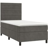 Box spring krevet s madracem tamnosivi 90x190 cm baršunasti | shoptok.hr