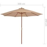  Vrtni suncobran s drvenom šipkom 300 cm bež | shoptok.hr