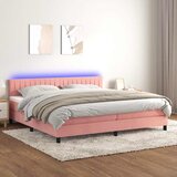  box spring s madracem LED ružičasti 200x200cm baršunasti | shoptok.hr