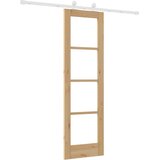  Klizna vrata ORKDAL 61 x 198,5 cm Masivna borovina i staklo Smeđa | shoptok.hr