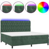  Krevet box spring s madracem LED tamnozeleni 200x200 cm baršun | shoptok.hr