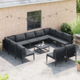 vidaXL Sjedeća garnitura za vrt 11 pcs Antracit Čelik | shoptok.hr