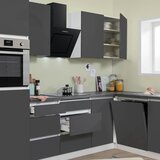 RESPEKTA Kutna kuhinja Lorena (Širina: 280 cm, Sive boje, Visokog sjaja, Izgled kamena, S električnim uređajima) | shoptok.hr