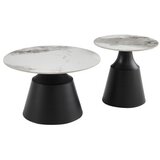 Arti Klub sto 6052 set Bela keramička ploča/Crne metalne noge fi 70+fi 50 ( 800-632 ) Cene