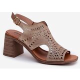 Boto Ladies Perforated Sandals On A Heel Gold Tosine | shoptok.hr