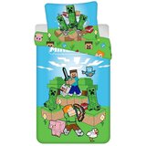 Jerry Fabrics Zelena/plava pamučna dječja posteljina za krevet za jednu osobu 140x200 cm Minecraft "Outdoor Mobs" – | shoptok.hr