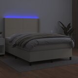  Krevet box spring s madracem LED krem 140x200cm od umjetne kože | shoptok.hr
