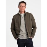 Ombre Men's BIKER jacket in structured fabric - dark olive green | shoptok.hr