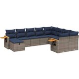  Vrtna garnitura - 10-dijelni set vrtnih sofa od poliratana s jastucima sivi - Siva 1 | shoptok.hr
