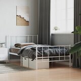 Maison Chic Kovinski Posteljni okvir - Enojna postelja - Postelja za odrasle z vzglavjem in vznožjem bel 90x200 cm, (21695860) | Shoptok.si