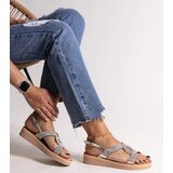 Gemre Silver platform sandals with rhinestones Mifsa | ePonuda.com