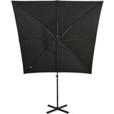  Konzolni suncobran sa šipkom i LED svjetlima 250 cm crni | shoptok.hr