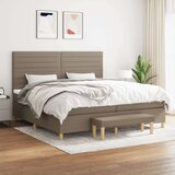 vidaXL box spring postelja z vzmetnico taupe 200x200 cm blago, (20893692) | Shoptok.si