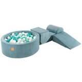 MeowBaby Foam Playground 3-delni penasti igralni set z okroglim bazenom, 200 žog, estetsko, velvet, turkizna: turkizna/bela/mint, (21333824) | Shoptok.si