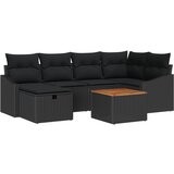 vidaXL 7-delni vrtni sofa set z blazinami Črn poli ratan, (22093791) | Shoptok.si