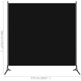 Sobna pregrada crna 175 x 180 cm od tkanine | shoptok.hr