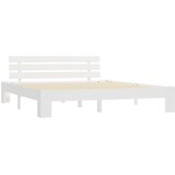 Maison Chic Posteljni okvir - Dvoposteljna postelja - Zakonska postelja z vzglavjem bel 160x200 cm trdna borovina-J5749, (21774395) | Shoptok.si