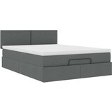 vidaXL Otomanski posteljni okvir z vzmetnico siv 140x200 cm blago | Shoptok.si
