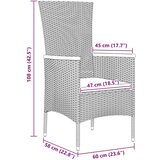 vidaXL Vrtni set za objed s jastukom 3 pcs Crna Poli ratan | shoptok.hr