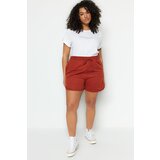 Trendyol Curve Plus Size Shorts & Bermuda - Brown - High Waist Cene