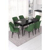 Hanah home nef - black marble, khaki black marblekhaki extendable dining table & chairs set (7 pieces) | ePonuda.com