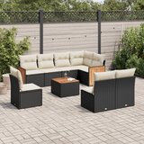 vidaXL 9-dijelni set vrtnih sofa s jastucima crni od poliratana | shoptok.hr