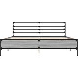  Okvir za krevet boja hrasta 150x200cm konstruirano drvo i metal Siva 150 x 200 cm | shoptok.hr