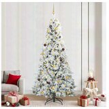 vidaXL Umjetno božićno drvce s nogom s stalakom Bijelo 240 cm PE i PVC - Zelena i bijela 240 cm s LED-ima i zlatnim/brončanim lopticama Cijene