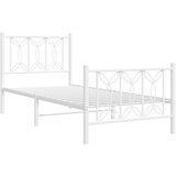 The Living Store Kovinski posteljni okvir z vzglavjem in vznožjem bel 90x190 cm - Posteljni Okvir, (21531520) | Shoptok.si