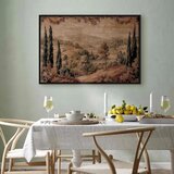  Slika - Mediterranean landscape - old tapestry with a hill and a lake 60x40 U crnom drvenom okviru | shoptok.hr