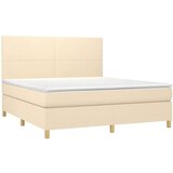  Box spring postelja z vzmetnico krem 180x200 cm blago | Shoptok.si