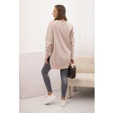 Kesi Women's cotton sweatshirt with a wide hem beige | ePonuda.com