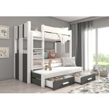 ADRK Trislojna otroka pogradna postelja ARTEMA 200x90 - BELA-ANTRACIT | Shoptok.si