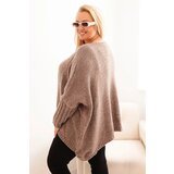 Kesi Włoski Women's Plus Size sweater with acrylic, loose fit and 3/4 sleeve fango | Shoptok.si