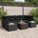 vidaXL set od 7 vrtnih sofa s jastučićima crni poli ratan akacija | shoptok.hr